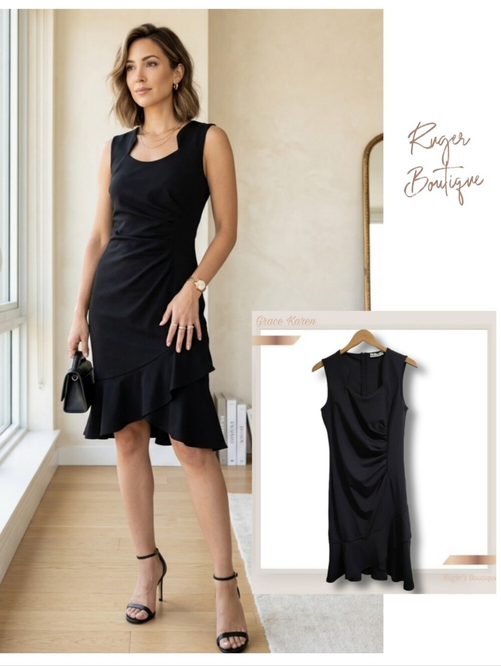 🌿Grace Karin Womens Medium Black Sleeveless Cocktail Dress-Stunnning! 🖤